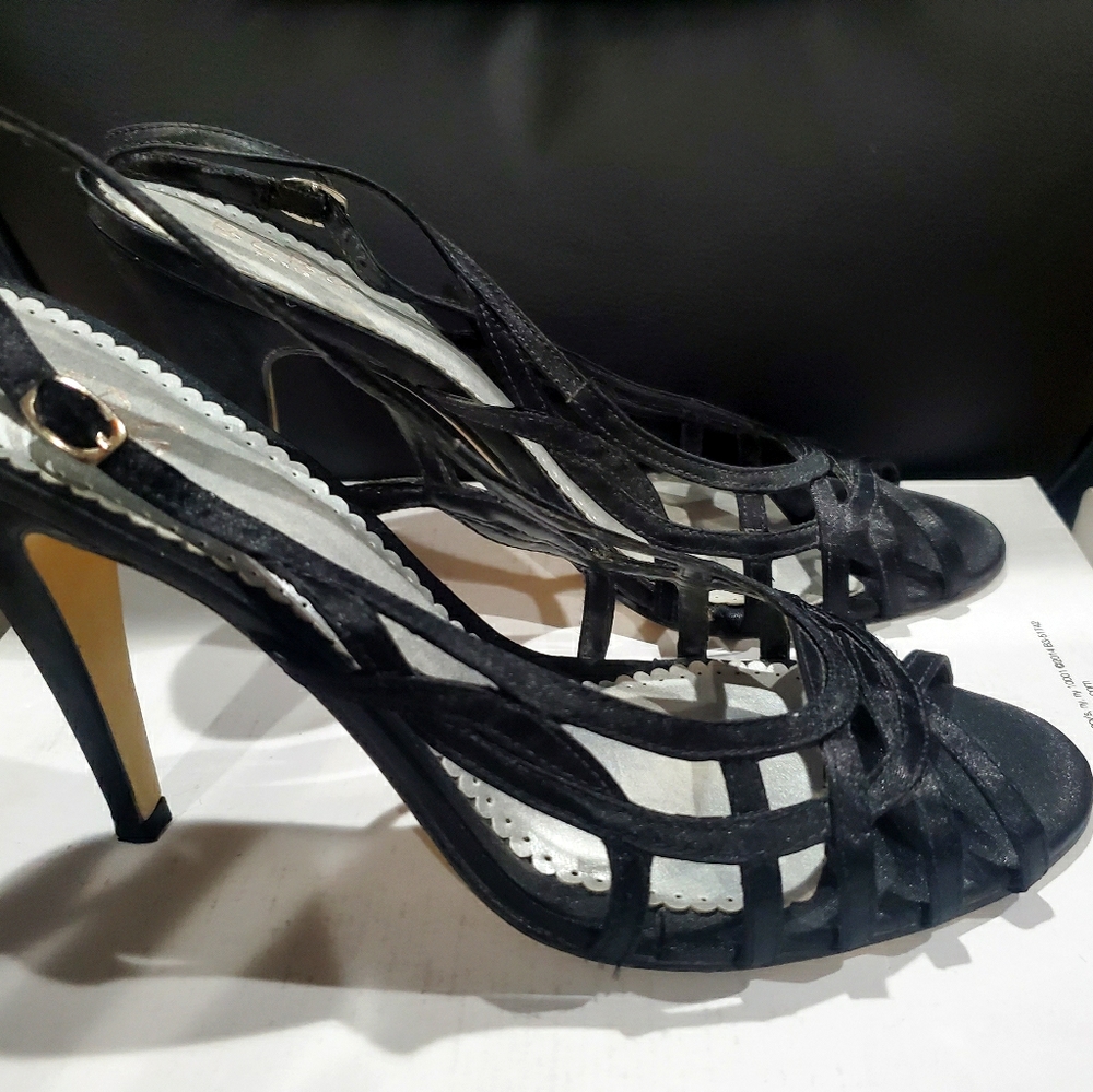 BCBG Black Satin Sling Sandal